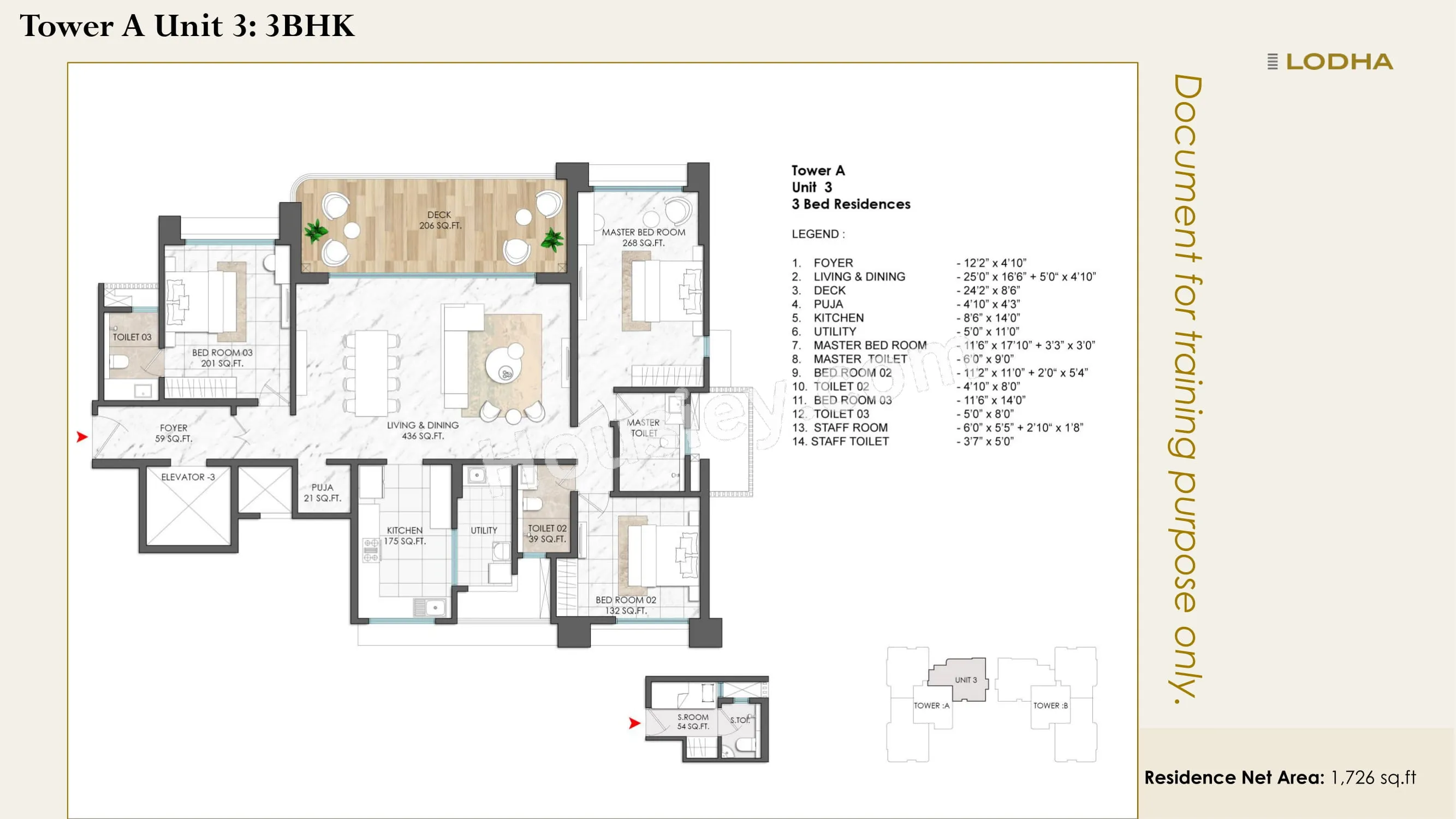 Lodha Palais Unit plan - 1726 sq.ft.