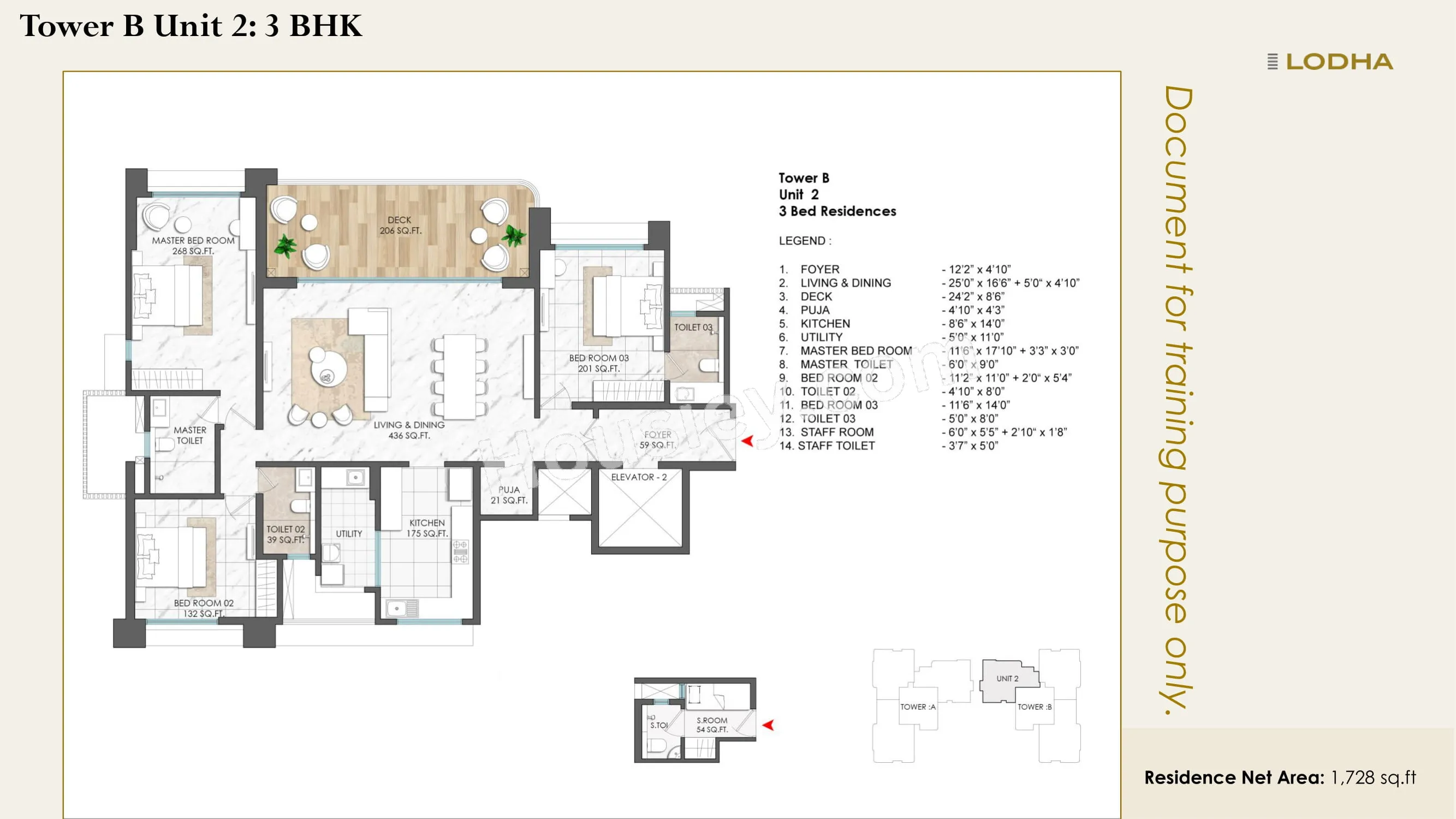 Lodha Palais Unit plan - 1728 sq.ft.