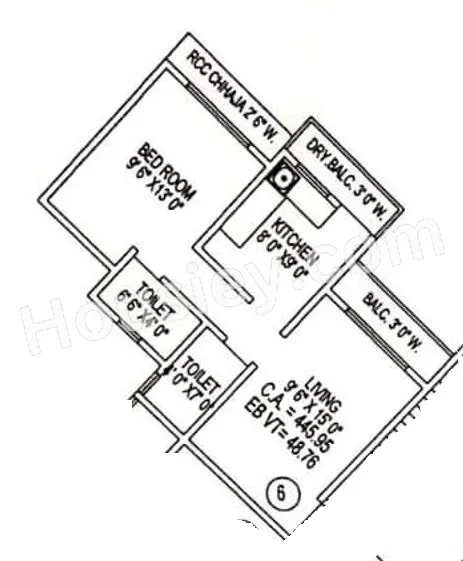 Lodha Panacea Unit plan - 495 sq.ft.