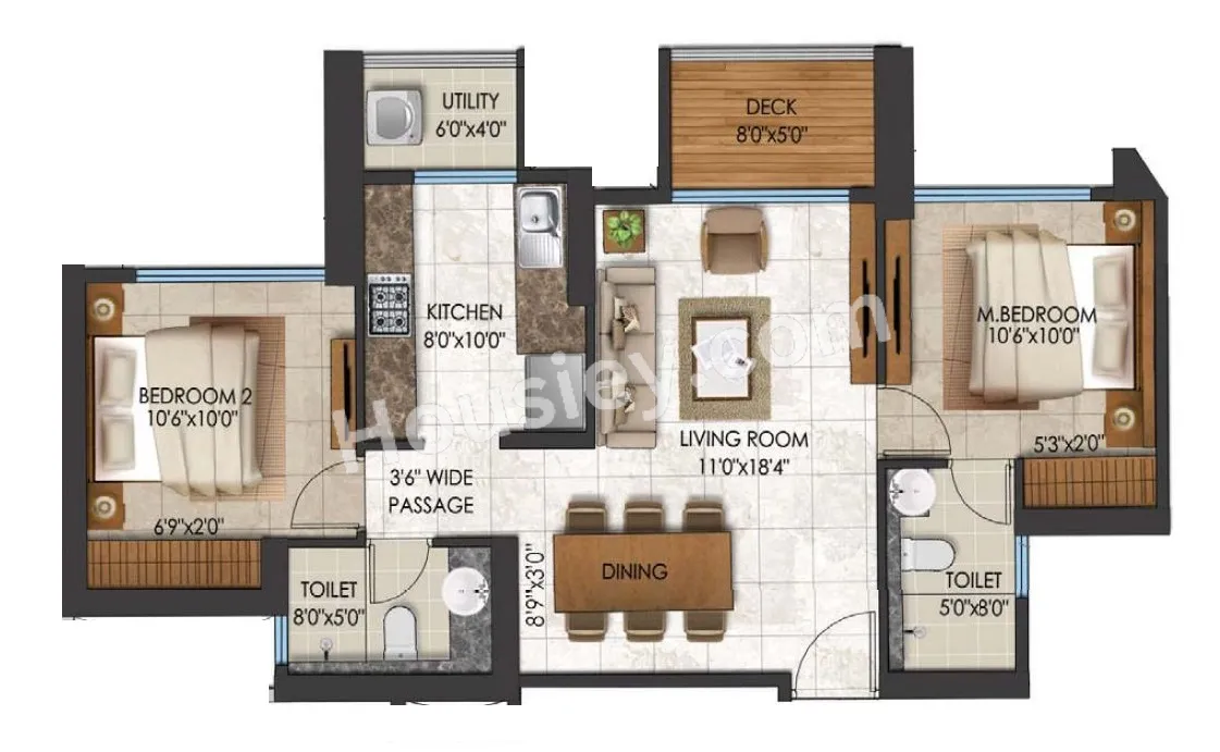 Lodha Regalia Unit plan - 710 sq.ft.