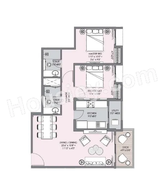 Lodha Sterling Unit plan - 868 sq.ft.