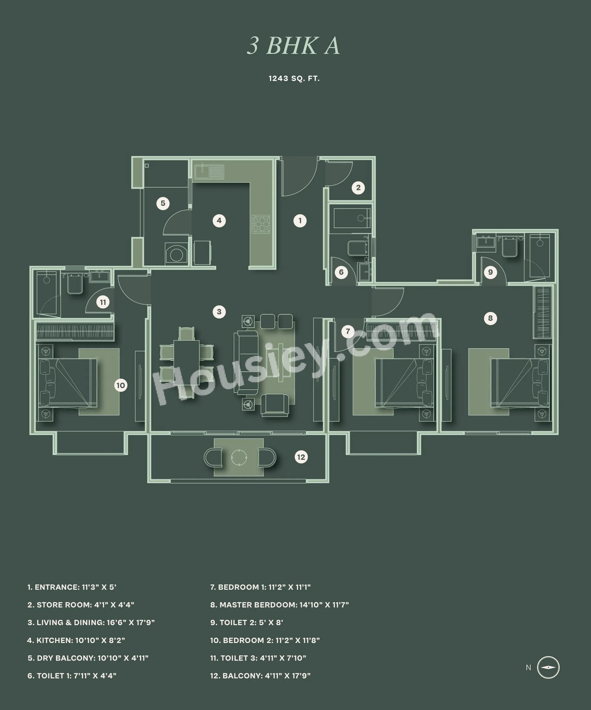 Lohia Jain The Reserve Unit plan - 1243 sq.ft.
