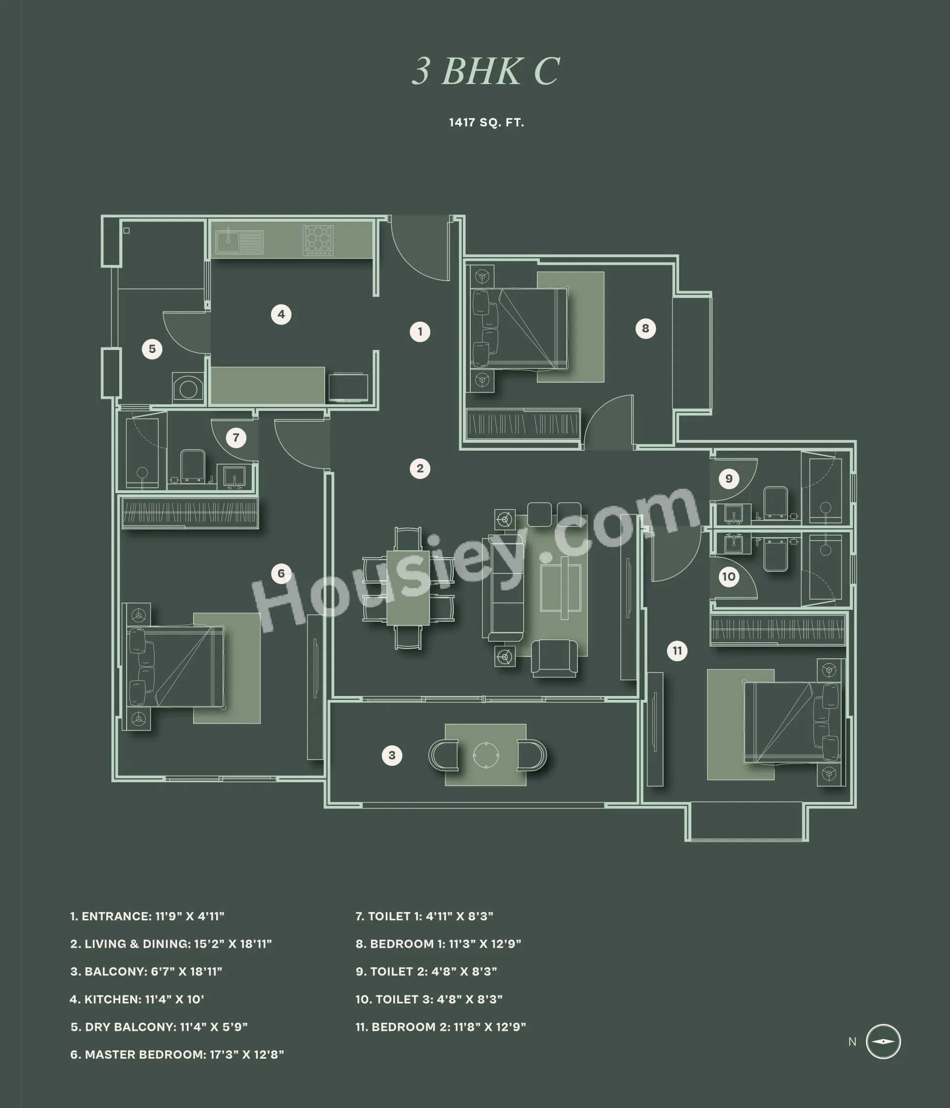 Lohia Jain The Reserve Unit plan - 1417 sq.ft.