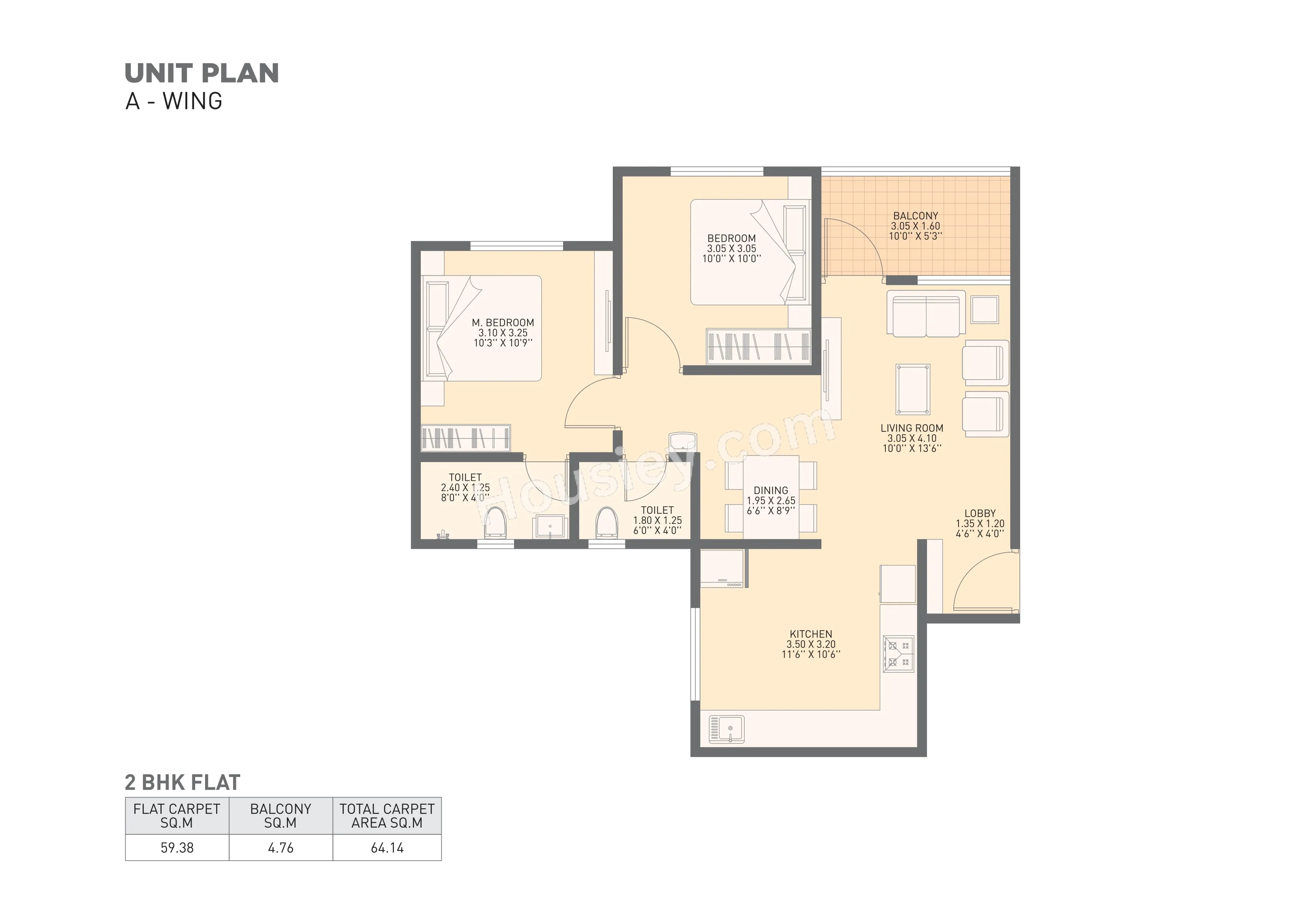 Lotus Urban Homes Unit plan - 690 sq.ft.