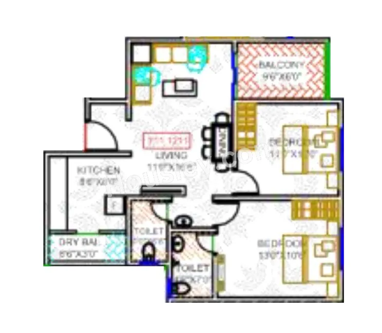 Mahalaxmi Elegance Unit plan - 720 sq.ft.