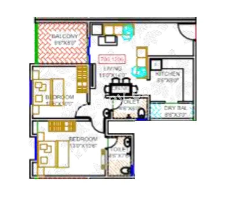 Mahalaxmi Elegance Unit plan - 741 sq.ft.