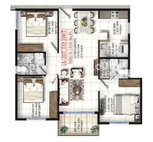 Mahaveer Grandis Unit plan - 830 sq.ft.