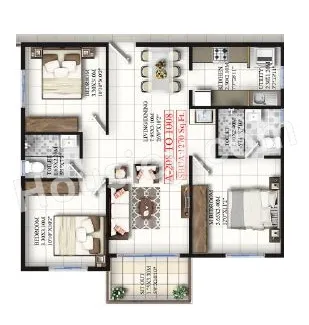 Mahaveer Grandis Unit plan - 890 sq.ft.