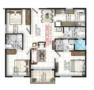 Mahaveer Grandis Unit plan - 941 sq.ft.