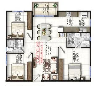 Mahaveer Grandis Unit plan - 946 sq.ft.