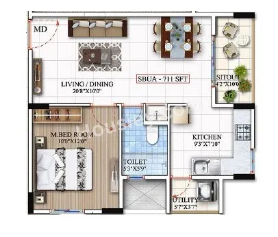 Unit plan - 453 sq.ft.