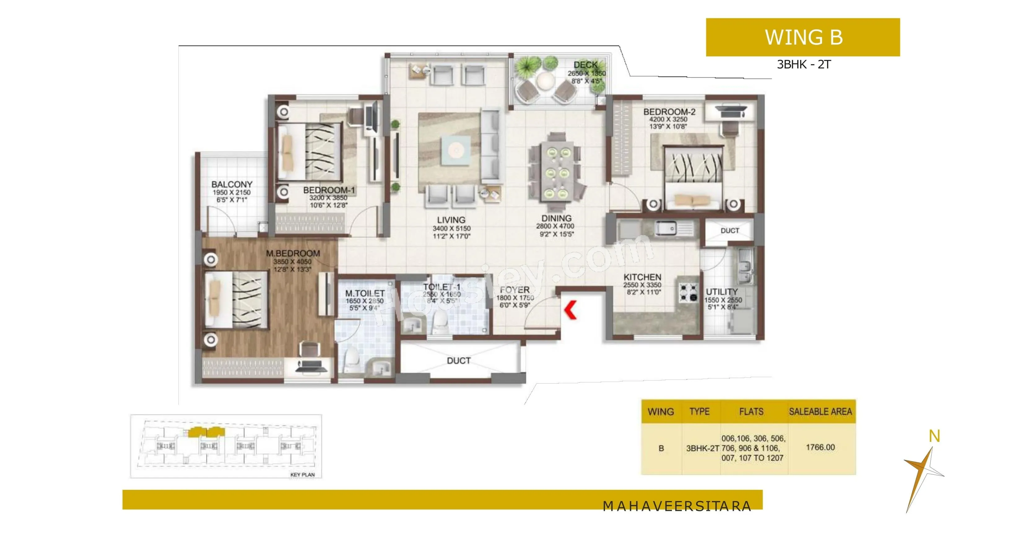 Mahaveer Sitara Unit plan - 1130 sq.ft.