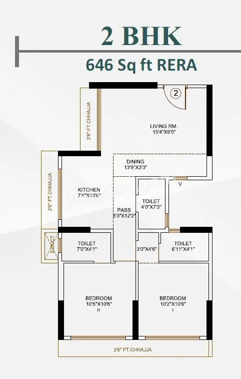Mahavir Majesty Unit plan - 646 sq.ft.