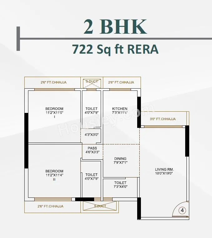 Mahavir Majesty Unit plan - 722 sq.ft.