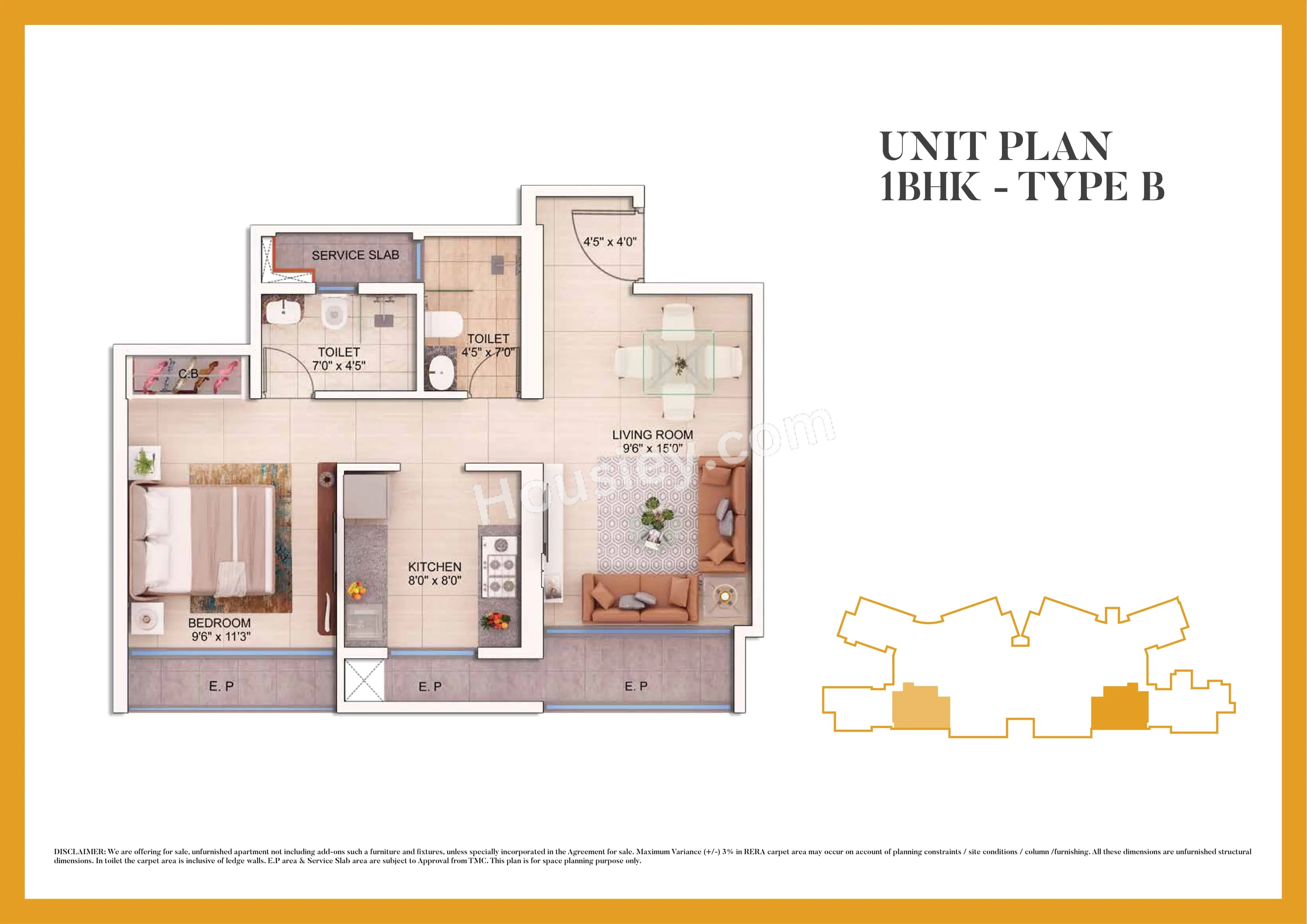 Mahavir Spring Daffodil Unit plan - 470 sq.ft.