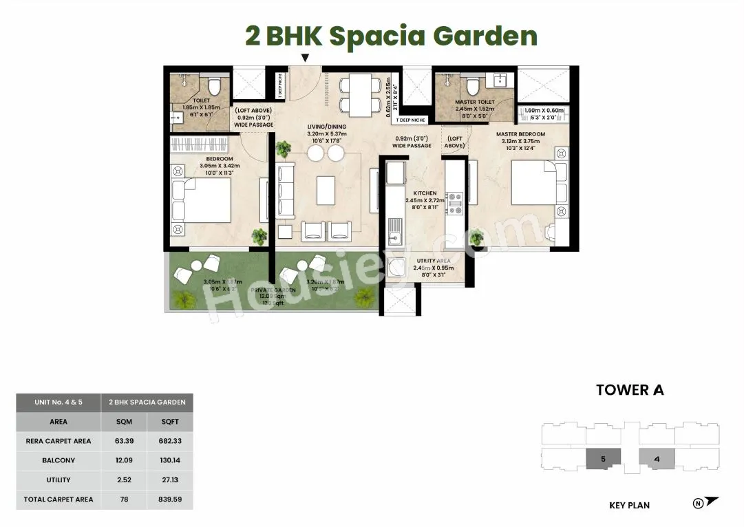 Mahindra Codename Crown Unit plan - 839 sq.ft.