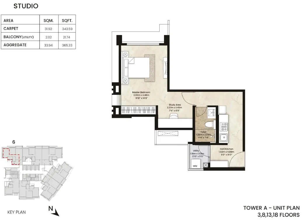 Mahindra Citadel Unit plan - 365 sq.ft.