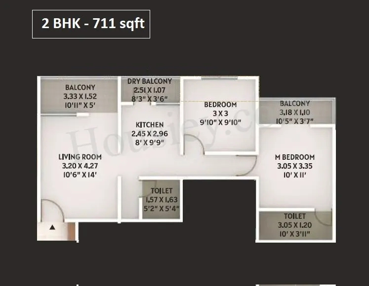 Maithili Square Unit plan - 711 sq.ft.