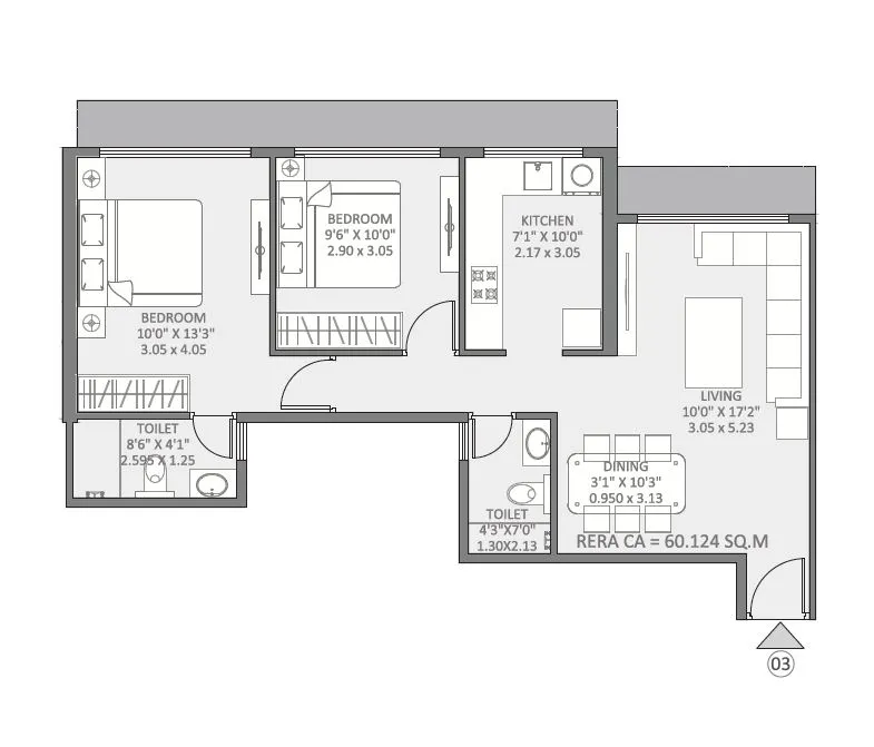 Maithili The Trellis Unit plan - 647 sq.ft.