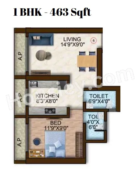 Majesty Olympus Unit plan - 463 sq.ft.