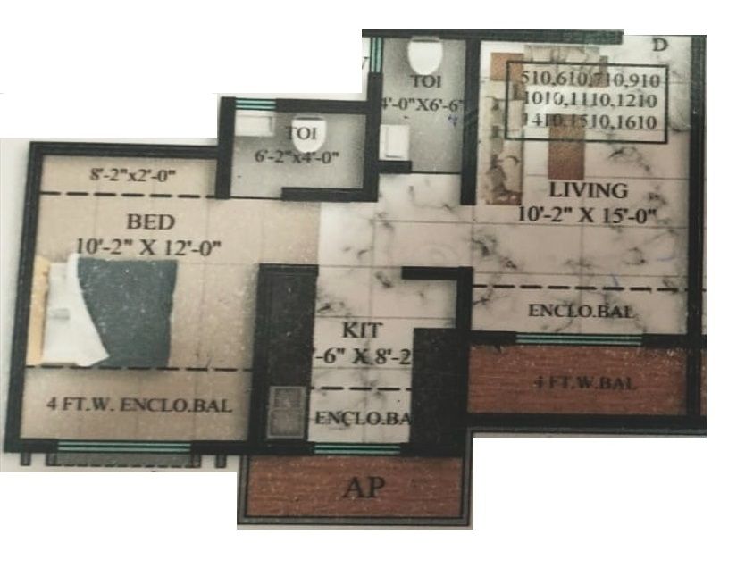 Mangeshi Velvet Life Unit plan - 520 sq.ft.
