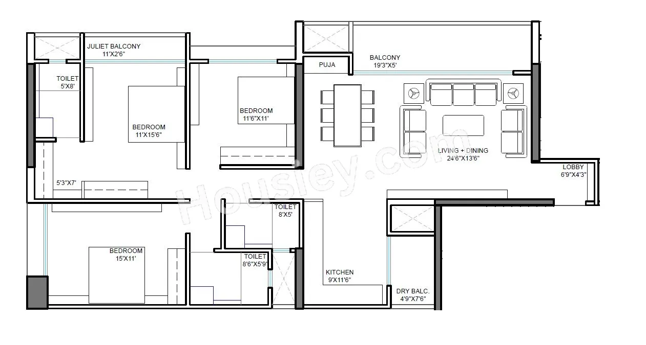 Mantra Mirari Unit plan - 1372 sq.ft.