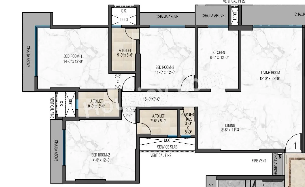 Mayfair Muse Unit plan - 1100 sq.ft.