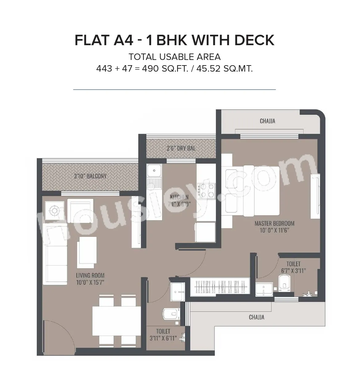 Mehta Corner Stone Unit plan - 490 sq.ft.