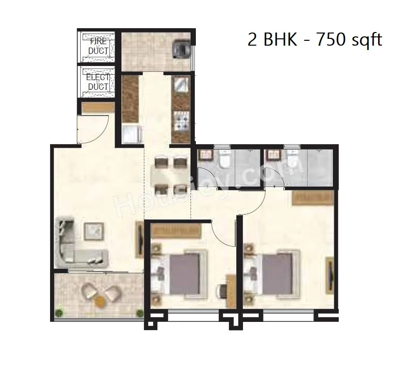 Merlin Elementa Unit plan - 750 sq.ft.