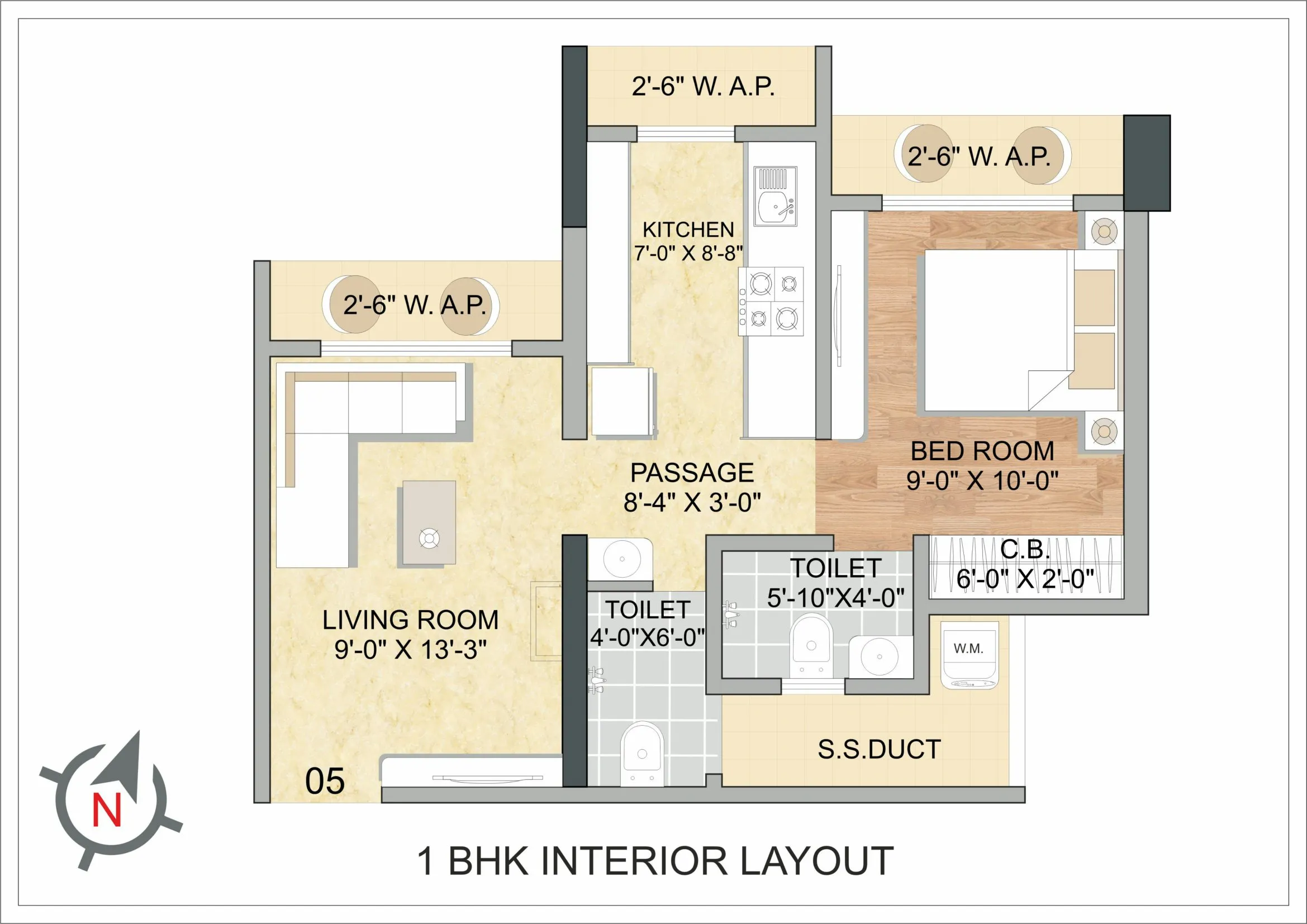 Metro Majestic Unit plan - 383 sq.ft.