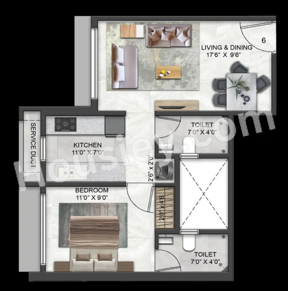 Metro Saraswati Paradise Unit plan - 432 sq.ft.