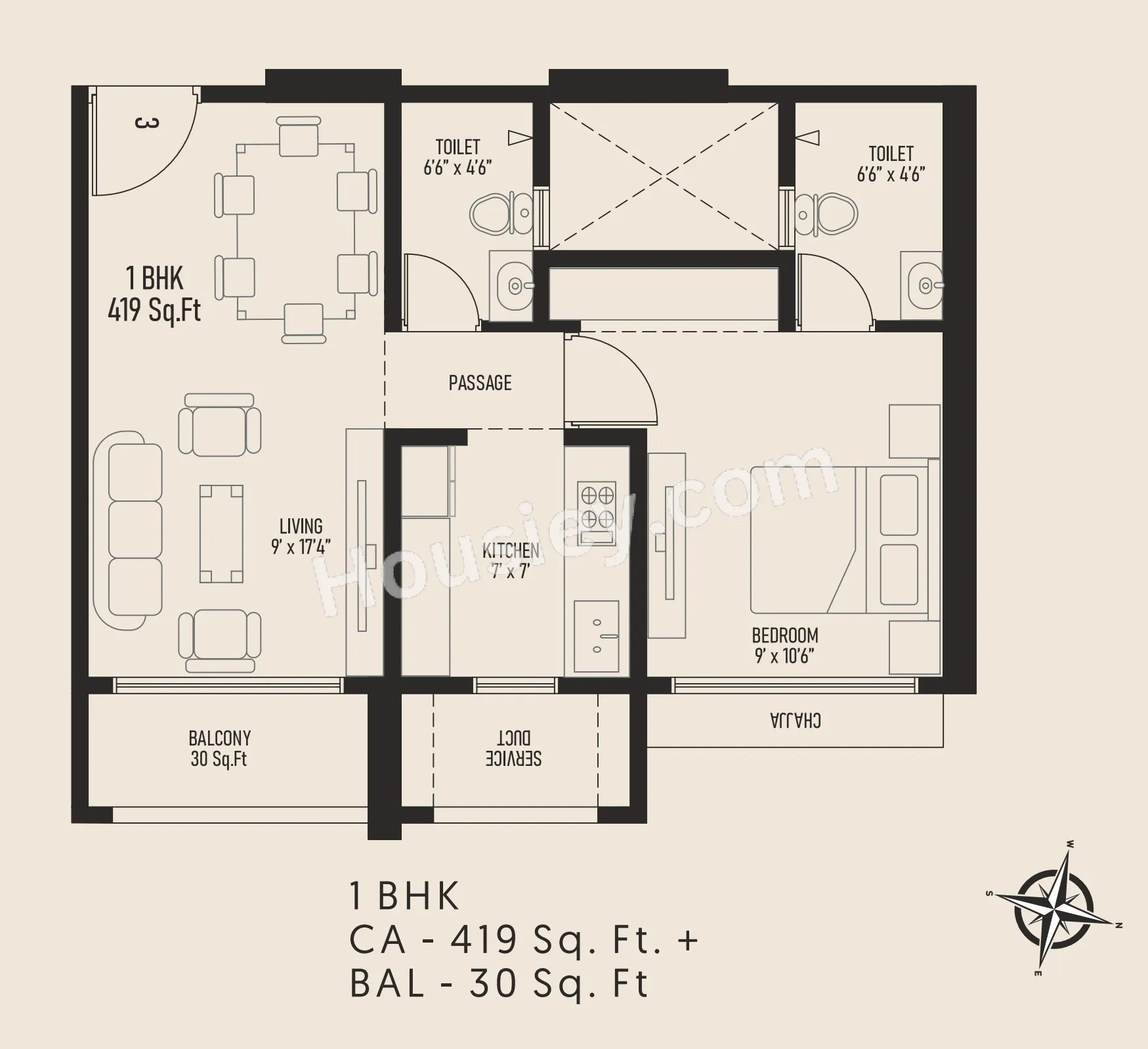 Metro Saraswati Square Unit plan - 449 sq.ft.