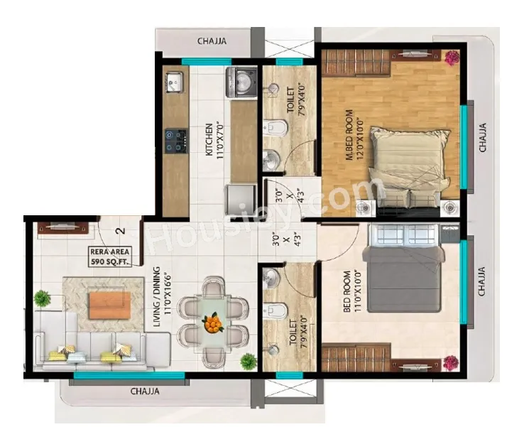 Unit plan - 590 sq.ft.
