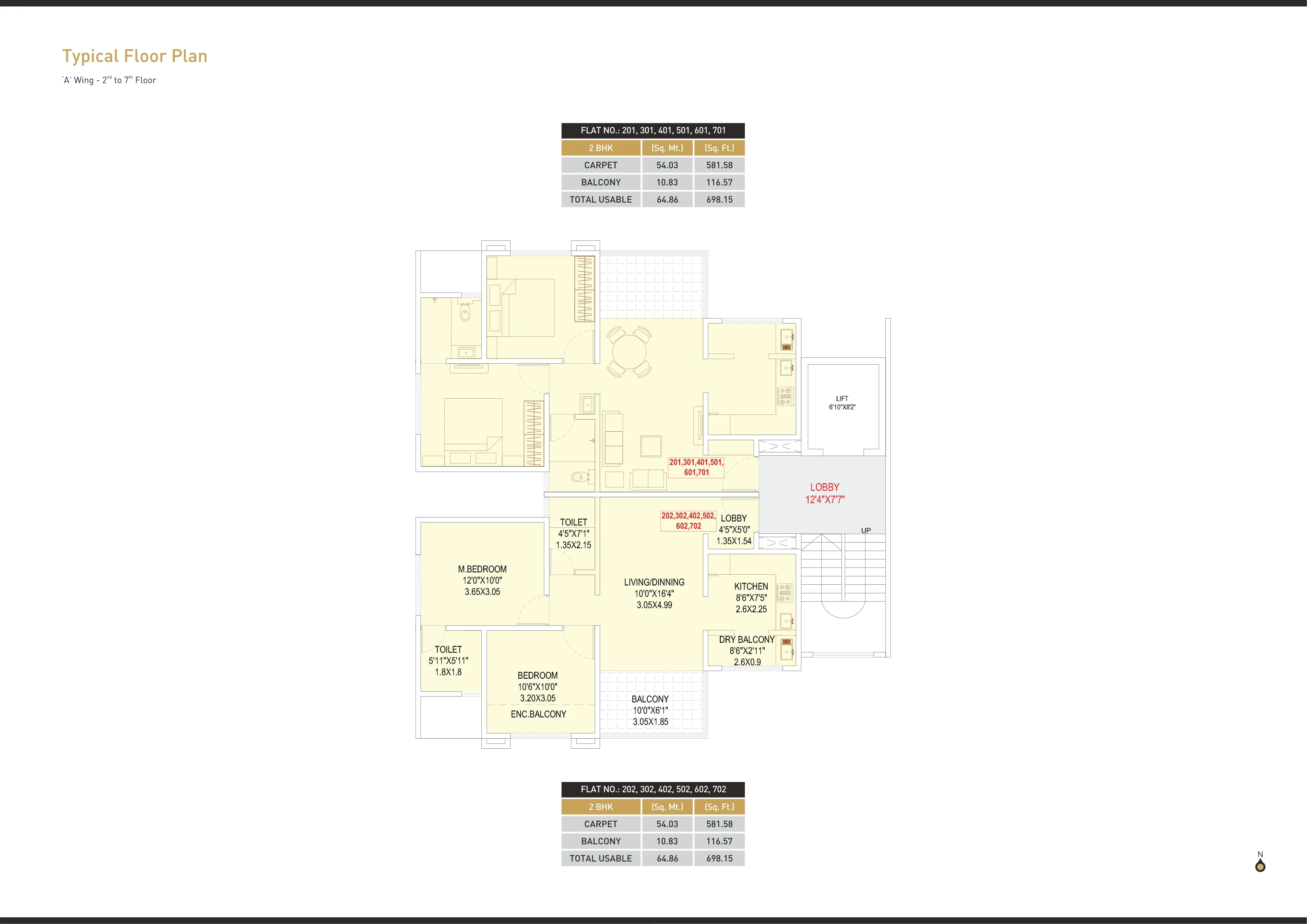 Millennium Atlas Unit plan - 698 sq.ft.