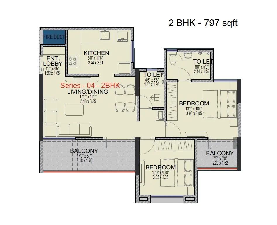 Millennium Amara Unit plan - 797 sq.ft.