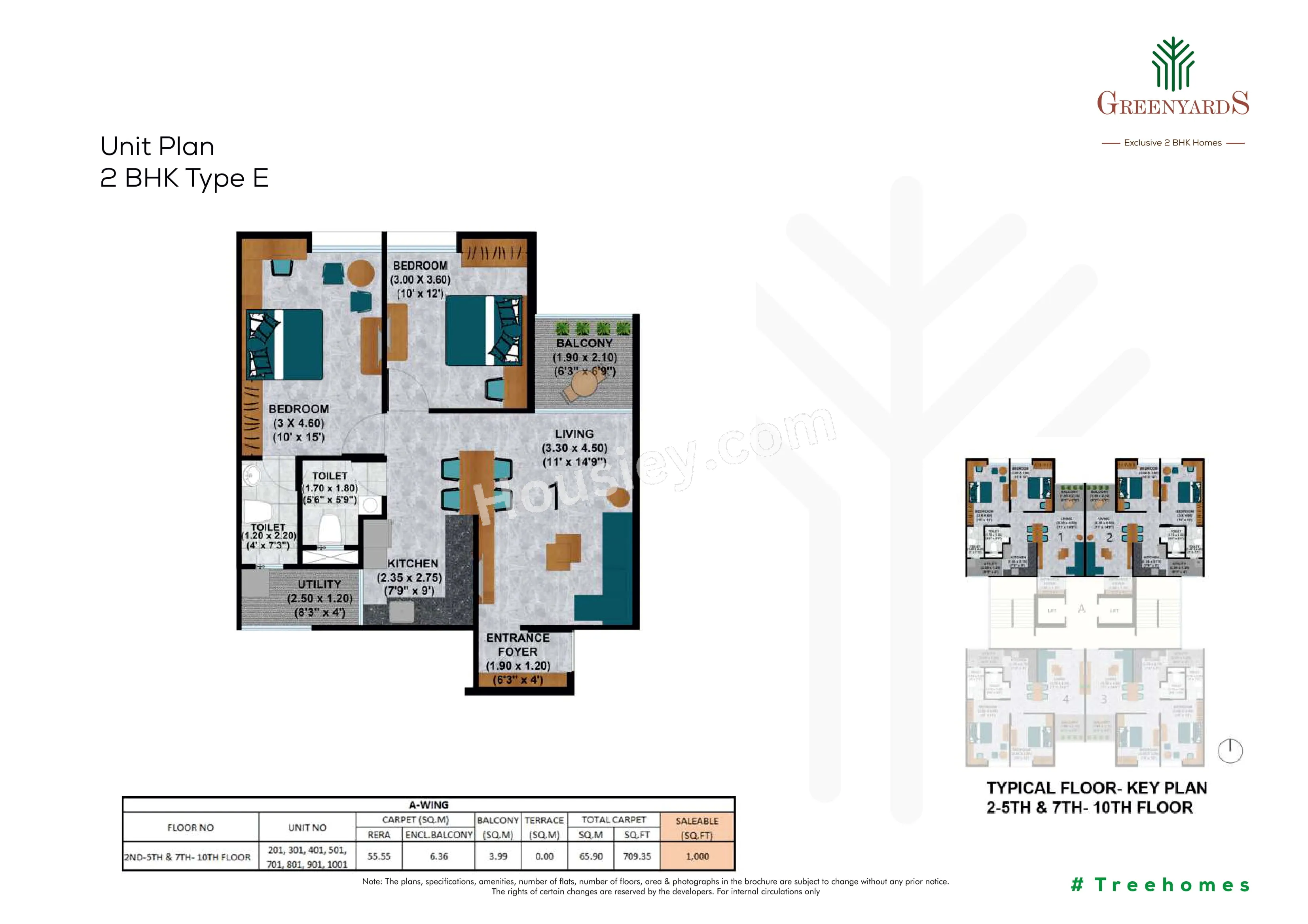 Mittal Greenyards Unit plan - 709 sq.ft.