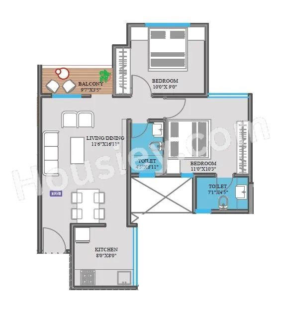 Mohisha The Skylark Phase 2 Unit plan - 681 sq.ft.