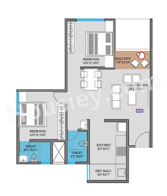 Mohisha The Skylark Phase 2 Unit plan - 713 sq.ft.