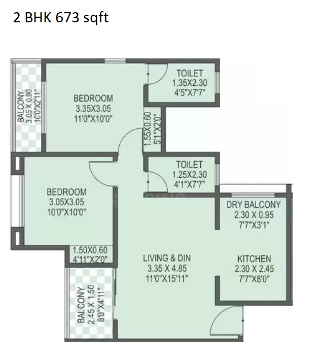 Mont Vert Belcreek Unit plan - 673 sq.ft.