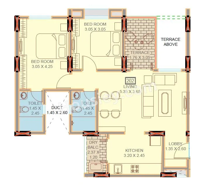 Mulik Luxuria Unit plan - 801 sq.ft.