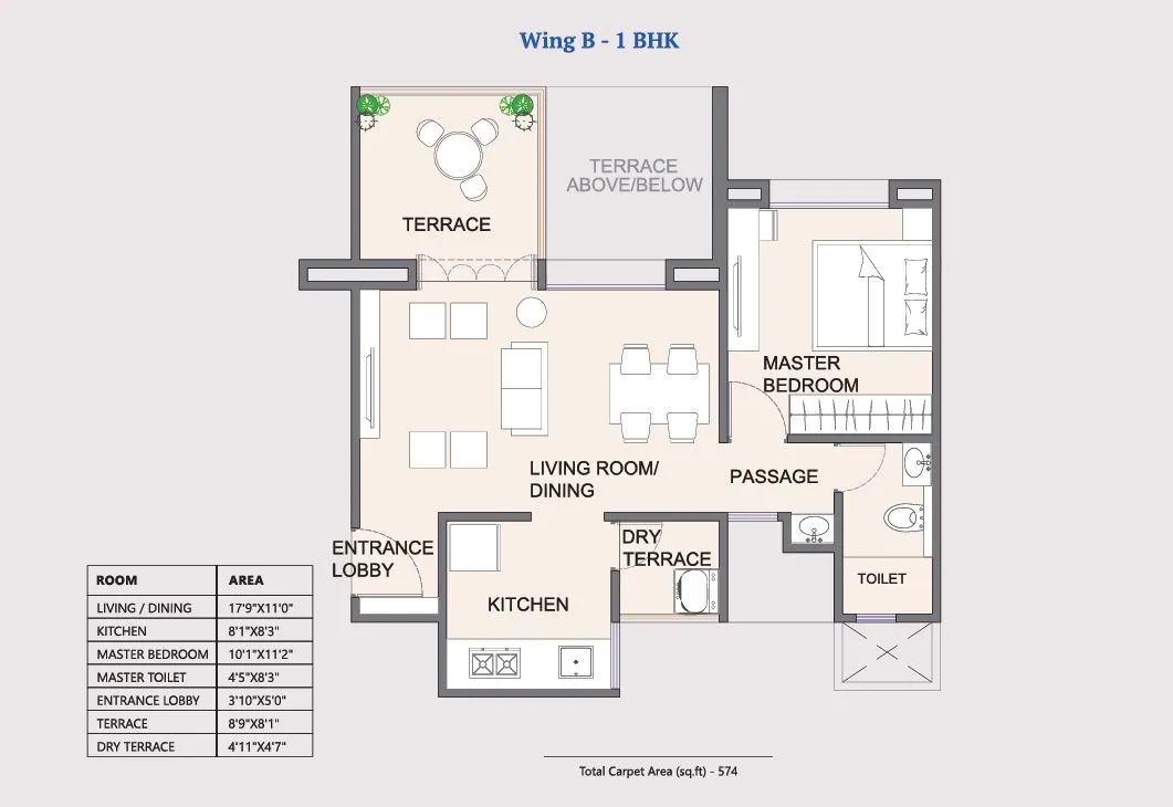 My Home Punawale Unit plan - 574 sq.ft.