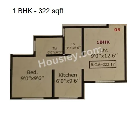 Nakshatra Auris Unit plan - 322 sq.ft.