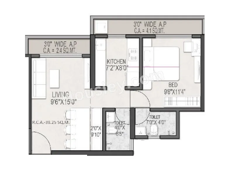 Nakshatra Gokul Unit plan - 490 sq.ft.