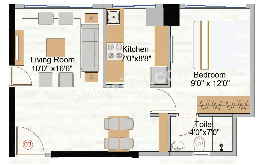 Naman Premier Unit plan - 459 sq.ft.