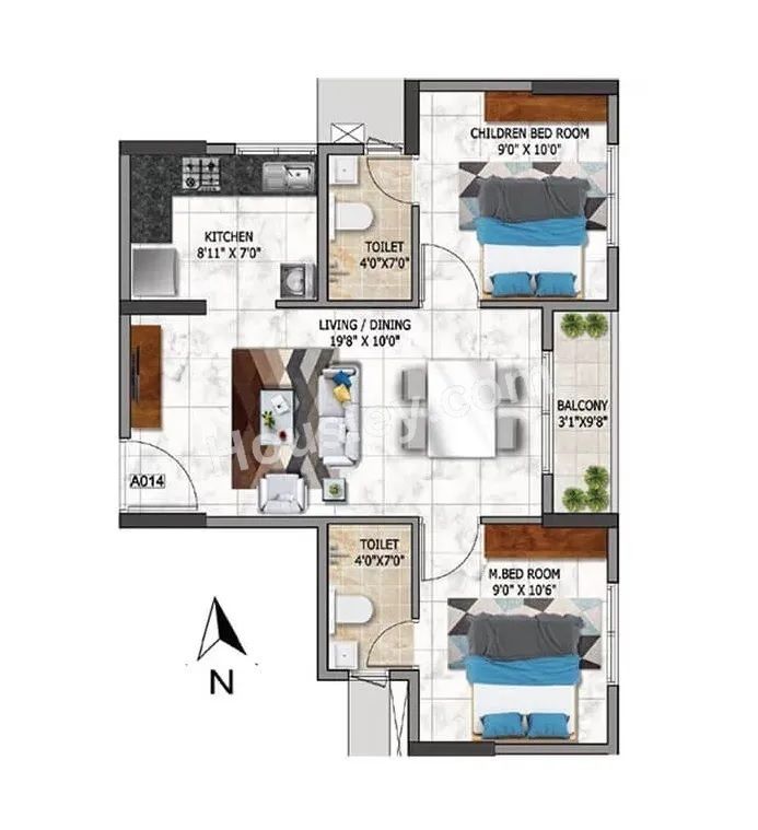 Nambiar Millenia Unit plan - 521 sq.ft.