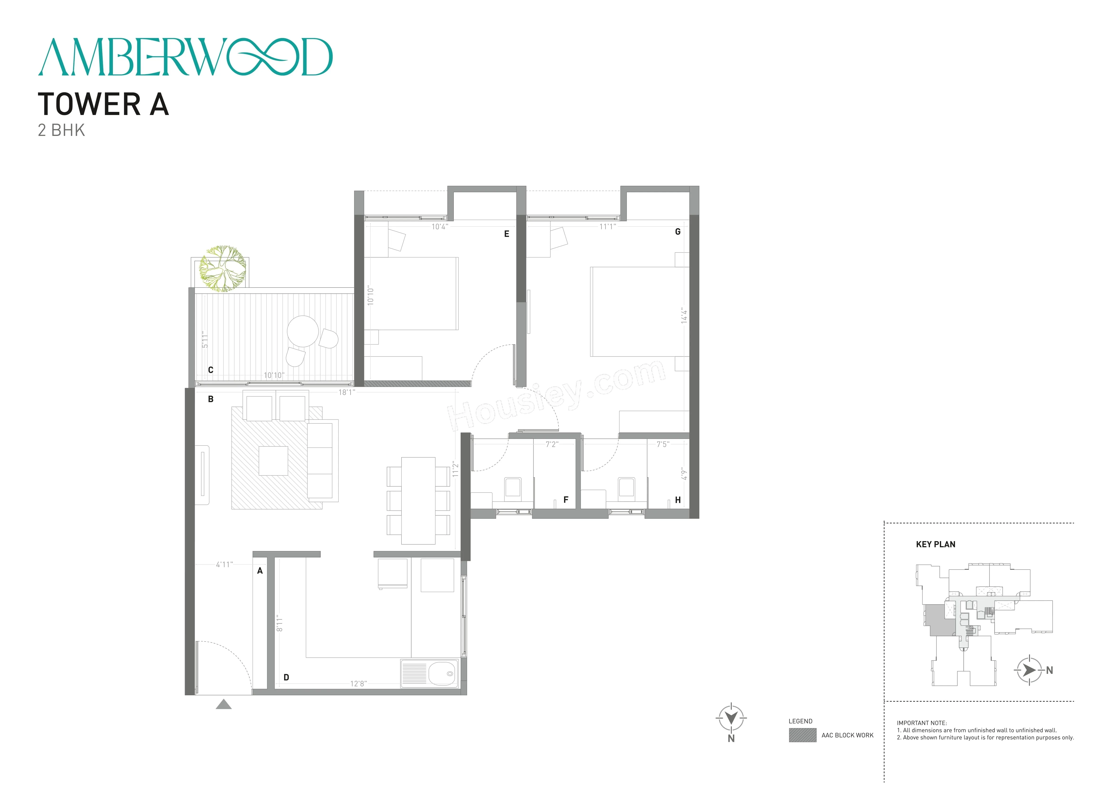 Namrata Amberwood Unit plan - 829 sq.ft.