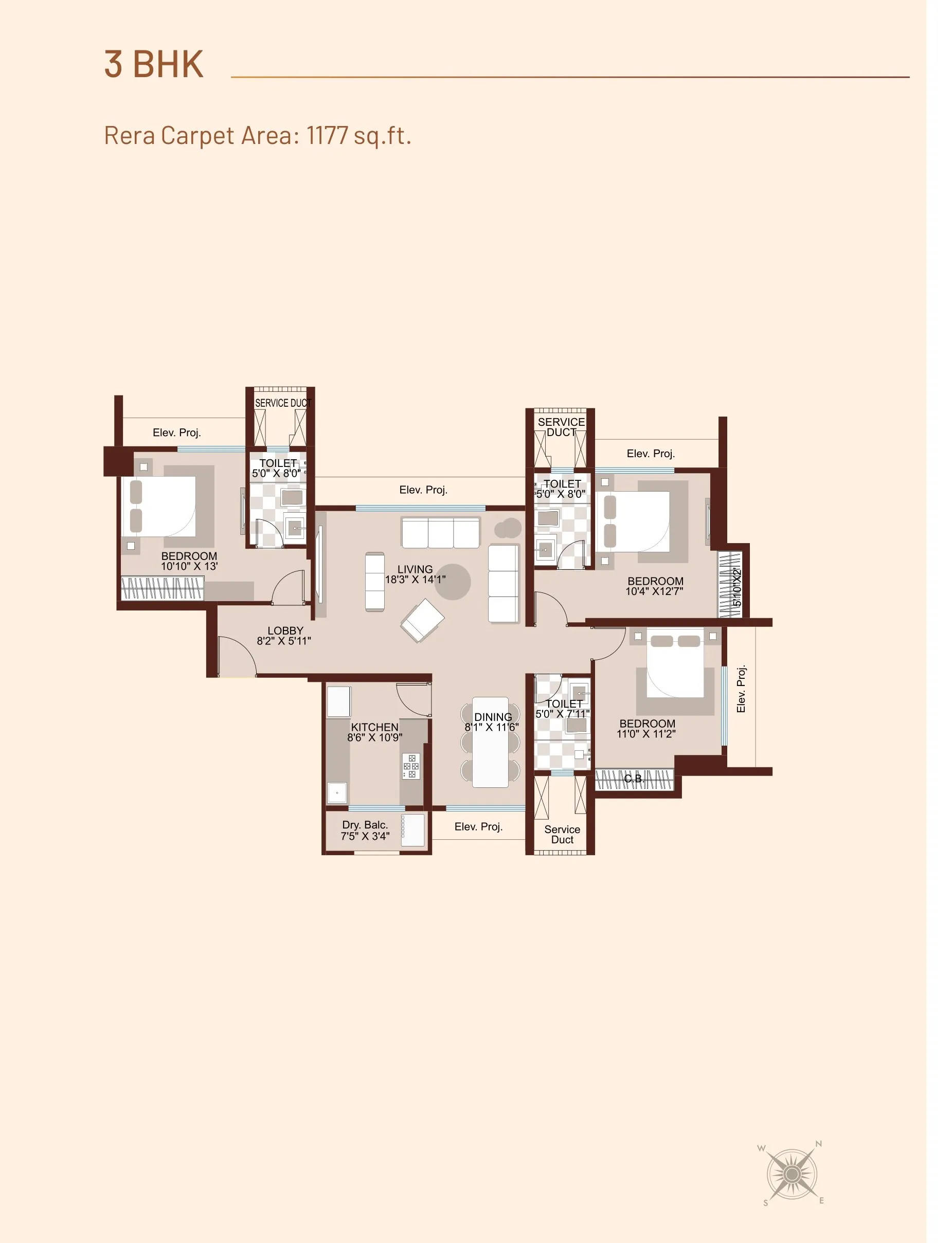Unit plan - 1177 sq.ft.
