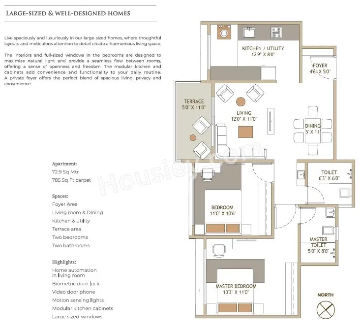 Neuleaf Tech D Unit plan - 785 sq.ft.