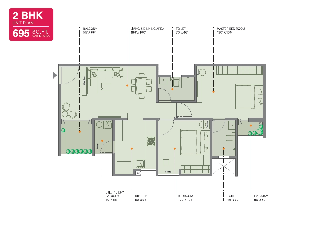 Ravima Newton Homes Unit plan - 675 sq.ft.