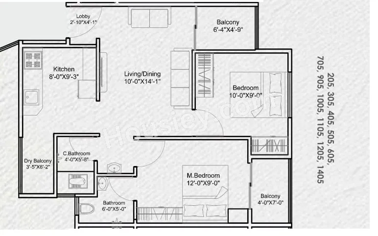 Unit plan - 612 sq.ft.